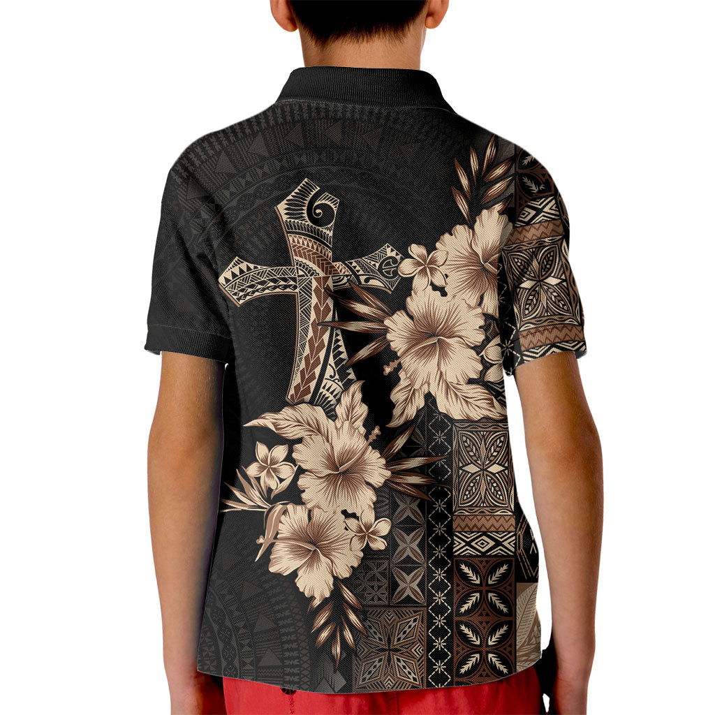 Samoa AIGA Mamanu Siapo Malu Motifs Kid Polo Shirt Black Ver