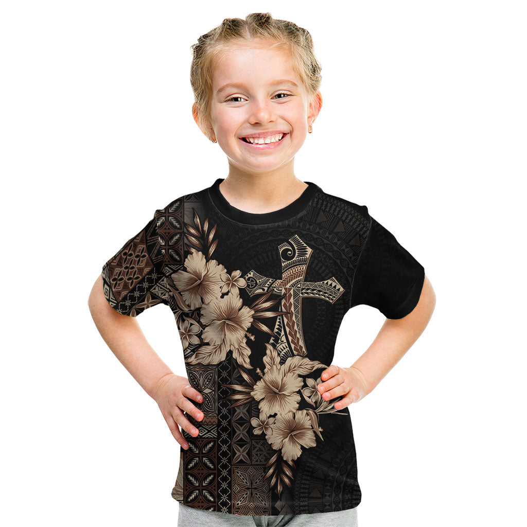 Samoa AIGA Mamanu Siapo Malu Motifs Kid T Shirt Black Ver LT7 Black - Polynesian Pride