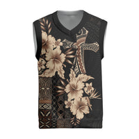 Samoa AIGA Mamanu Siapo Malu Motifs Christmas Knitted V-Neck Vest Black Ver