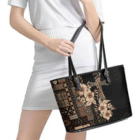 Samoa AIGA Mamanu Siapo Malu Motifs Leather Tote Bag Black Ver