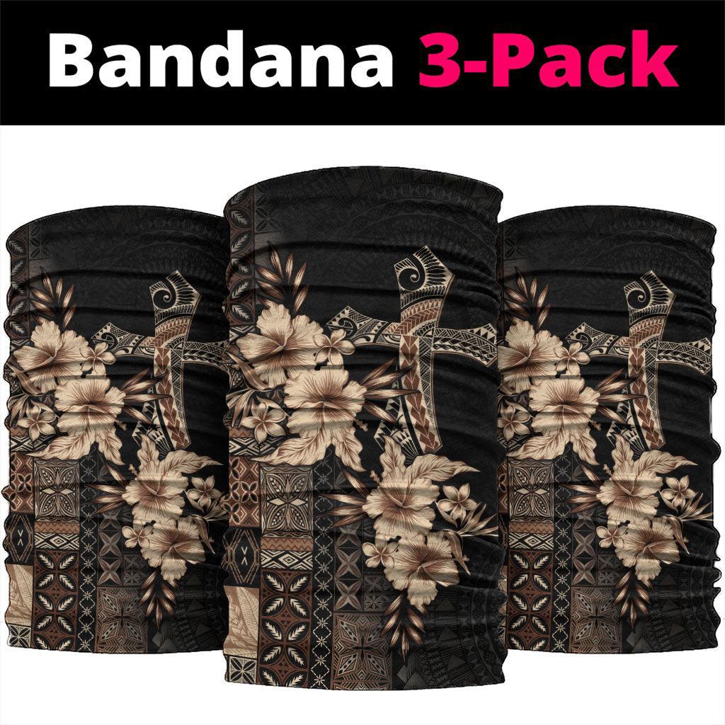 Samoa AIGA Mamanu Siapo Malu Motifs Neck Gaiter Black Ver LT7 package One Size: 25*50cm Black - Polynesian Pride