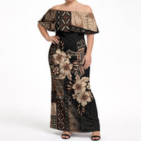 Samoa AIGA Mamanu Siapo Malu Motifs Off Shoulder Maxi Dress Black Ver