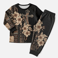 Samoa AIGA Mamanu Siapo Malu Motifs Christmas Pajama Set Black Ver