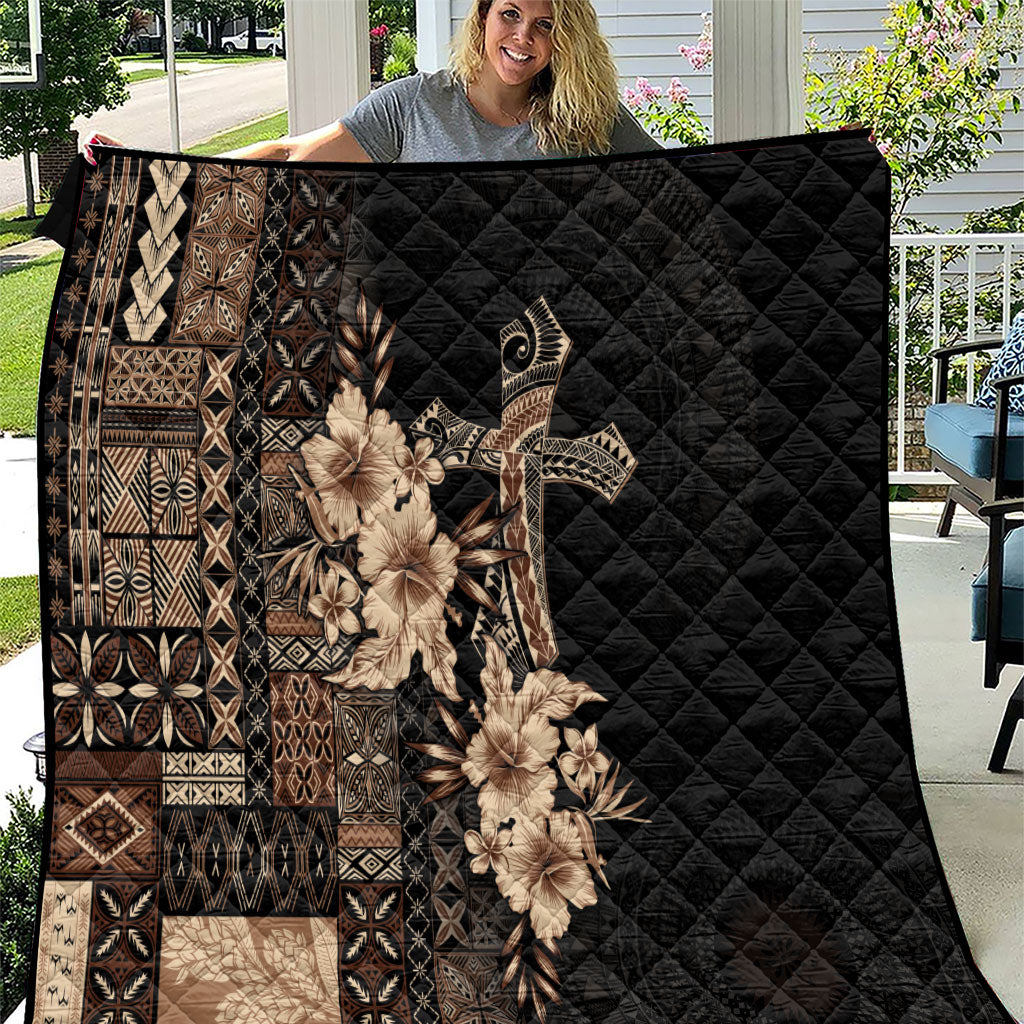 Samoa AIGA Mamanu Siapo Malu Motifs Quilt Black Ver LT7 Black - Polynesian Pride
