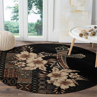 Samoa AIGA Mamanu Siapo Malu Motifs Round Carpet Black Ver