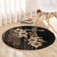 Samoa AIGA Mamanu Siapo Malu Motifs Round Carpet Black Ver