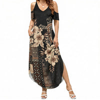 Samoa AIGA Mamanu Siapo Malu Motifs Summer Maxi Dress Black Ver