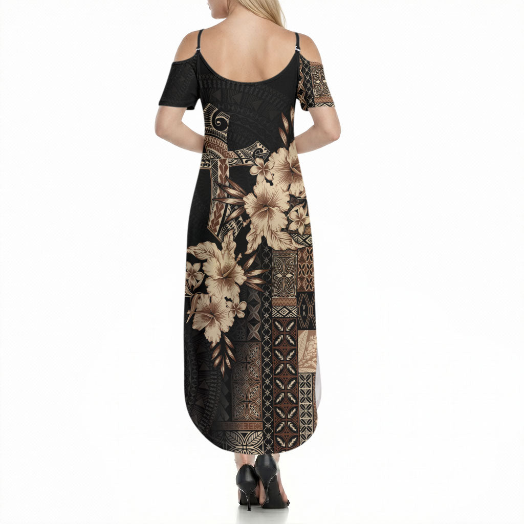 Samoa AIGA Mamanu Siapo Malu Motifs Summer Maxi Dress Black Ver