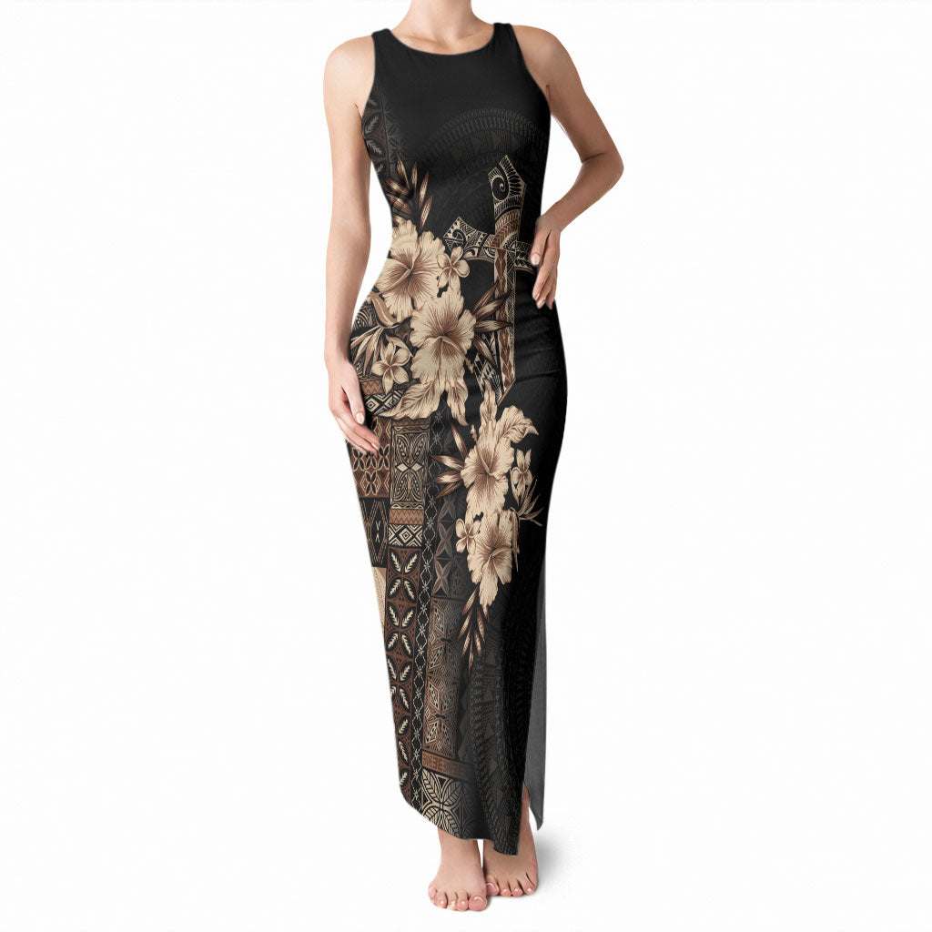 Samoa AIGA Mamanu Siapo Malu Motifs Tank Maxi Dress Black Ver
