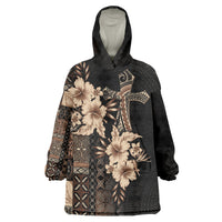 Samoa AIGA Mamanu Siapo Malu Motifs Wearable Blanket Hoodie Black Ver LT7 One Size Black - Polynesian Pride