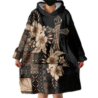 Samoa AIGA Mamanu Siapo Malu Motifs Wearable Blanket Hoodie Black Ver LT7 - Polynesian Pride