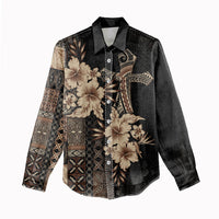 Samoa AIGA Mamanu Siapo Malu Motifs Women Casual Shirt Black Ver