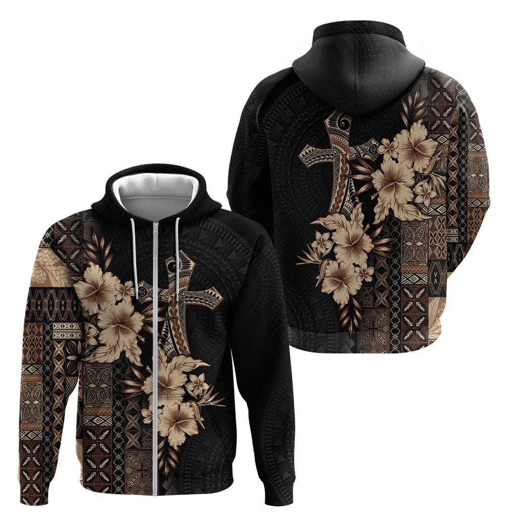 Samoa AIGA Mamanu Siapo Malu Motifs Zip Hoodie Black Ver