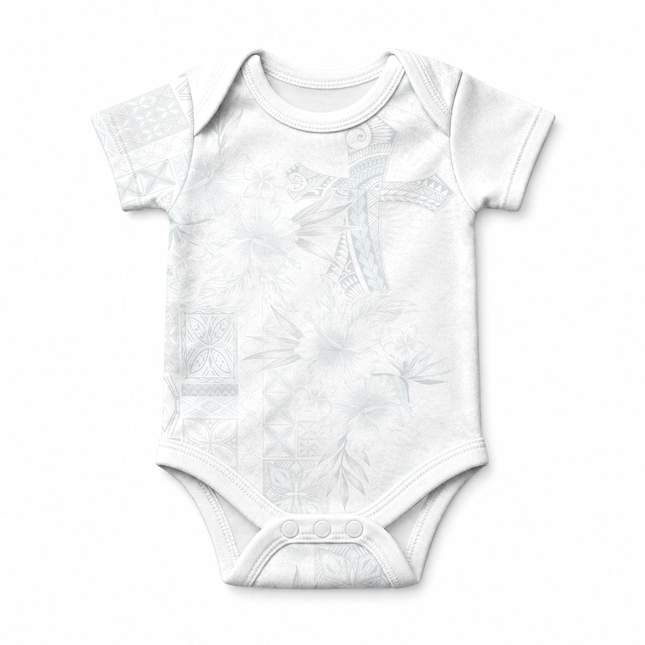 Samoa AIGA Mamanu Siapo Malu Motifs Baby Onesie Lotu a Tamaiti White Ver LT7 White - Polynesian Pride