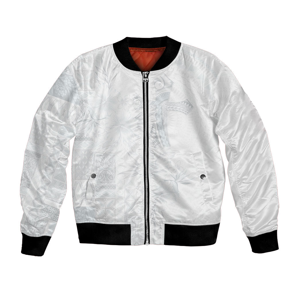 Samoa AIGA Mamanu Siapo Malu Motifs Bomber Jacket Lotu a Tamaiti White Ver