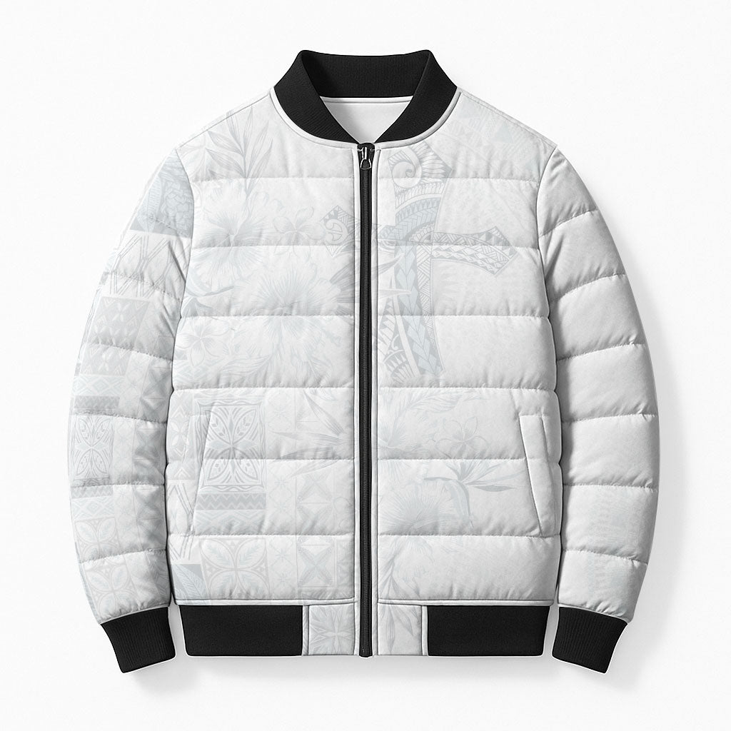 Samoa AIGA Mamanu Siapo Malu Motifs Bomber Puffer Jacket Lotu a Tamaiti White Ver