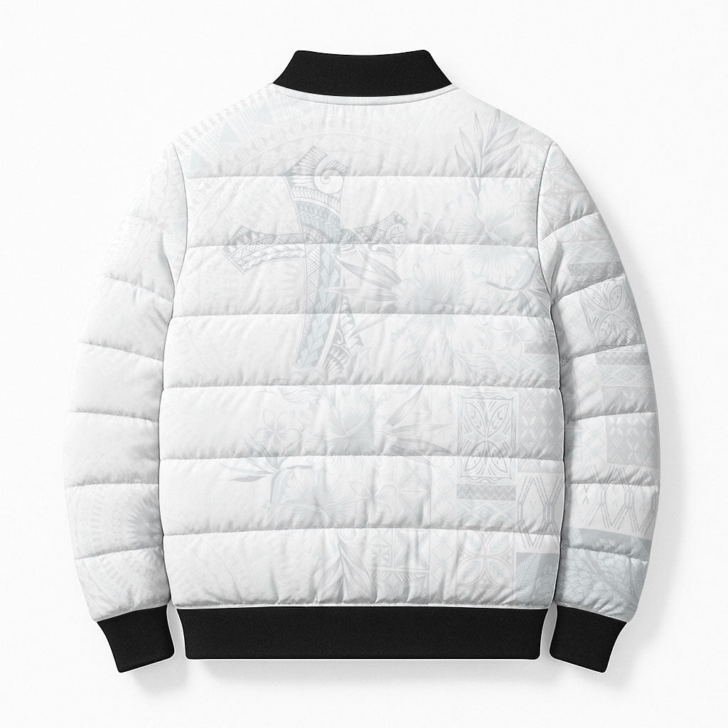 Samoa AIGA Mamanu Siapo Malu Motifs Bomber Puffer Jacket Lotu a Tamaiti White Ver