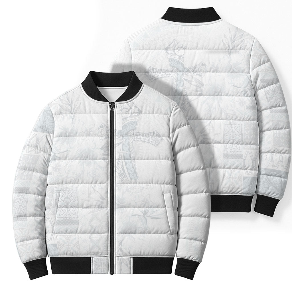 Samoa AIGA Mamanu Siapo Malu Motifs Bomber Puffer Jacket Lotu a Tamaiti White Ver