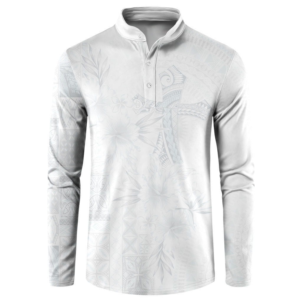 Samoa AIGA Mamanu Siapo Malu Motifs Button Sweatshirt Lotu a Tamaiti White Ver