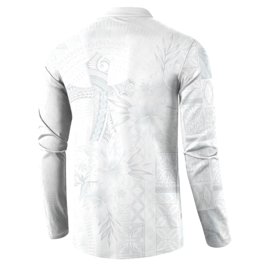 Samoa AIGA Mamanu Siapo Malu Motifs Button Sweatshirt Lotu a Tamaiti White Ver