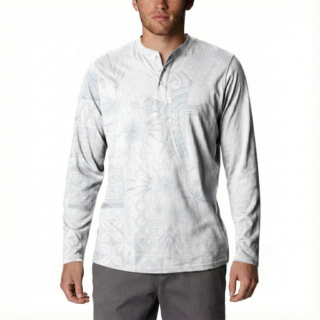 Samoa AIGA Mamanu Siapo Malu Motifs Button Sweatshirt Lotu a Tamaiti White Ver