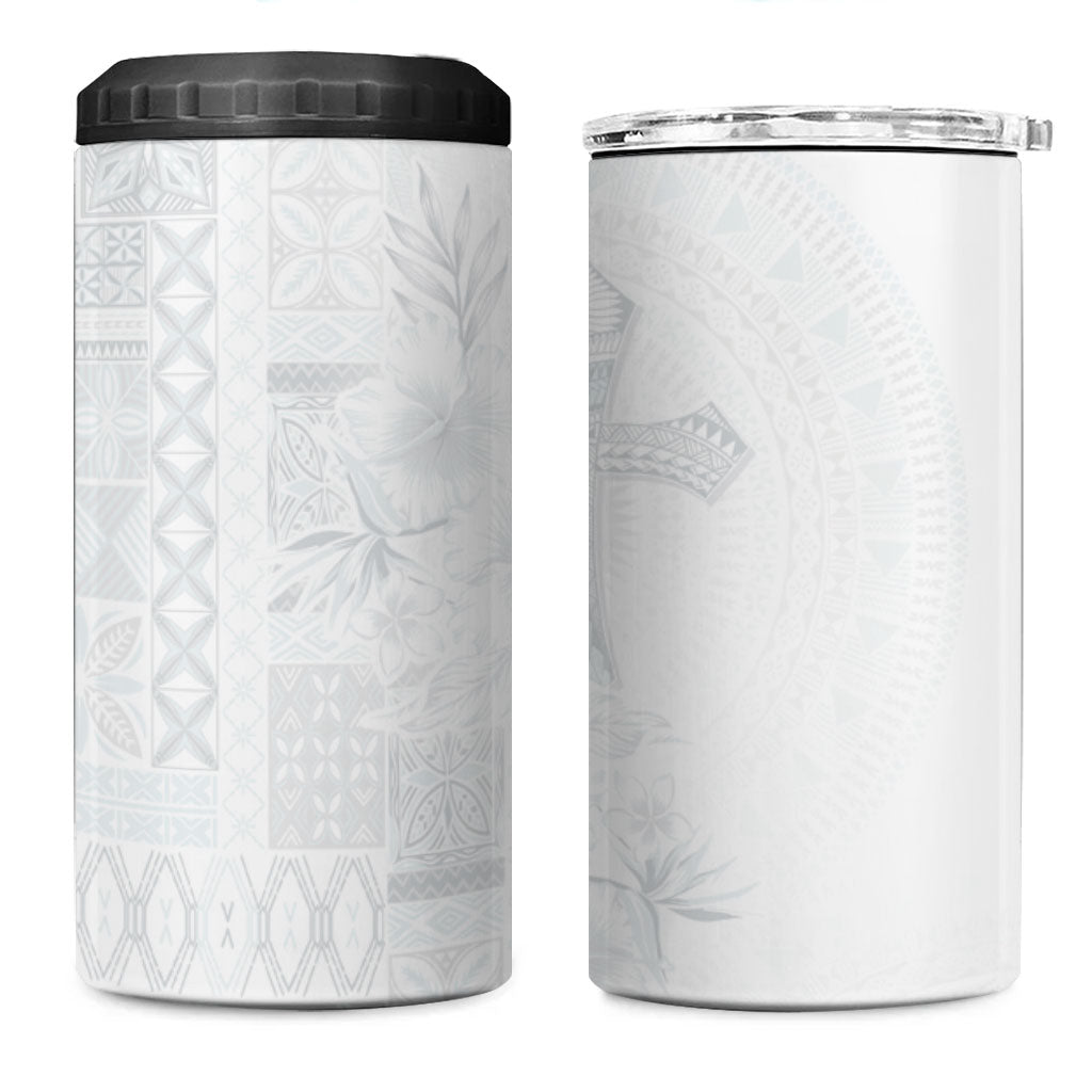 Samoa AIGA Mamanu Siapo Malu Motifs 4 in 1 Can Cooler Tumbler Lotu a Tamaiti White Ver LT7 One Size: 16 oz White - Polynesian Pride