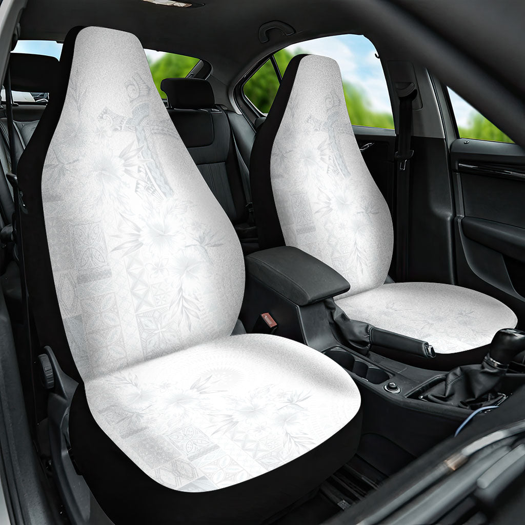 Samoa AIGA Mamanu Siapo Malu Motifs Car Seat Cover Lotu a Tamaiti White Ver LT7 One Size White - Polynesian Pride