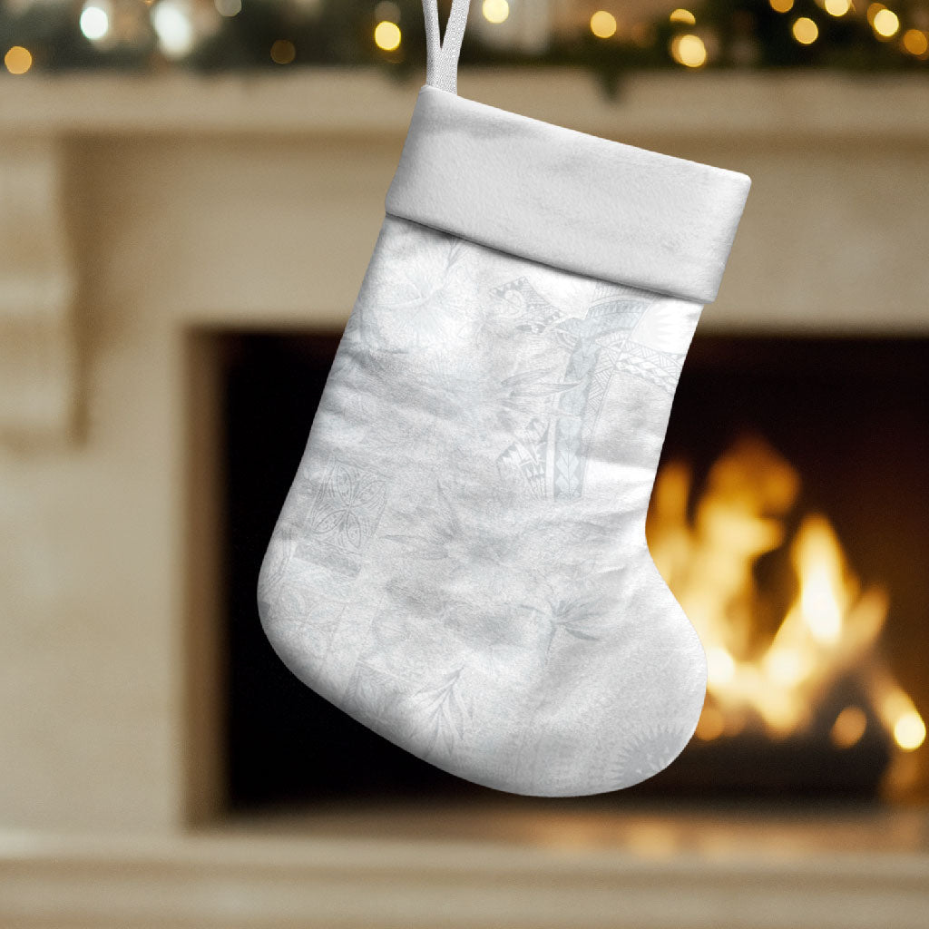 Samoa AIGA Mamanu Siapo Malu Motifs Christmas Stocking Lotu a Tamaiti White Ver