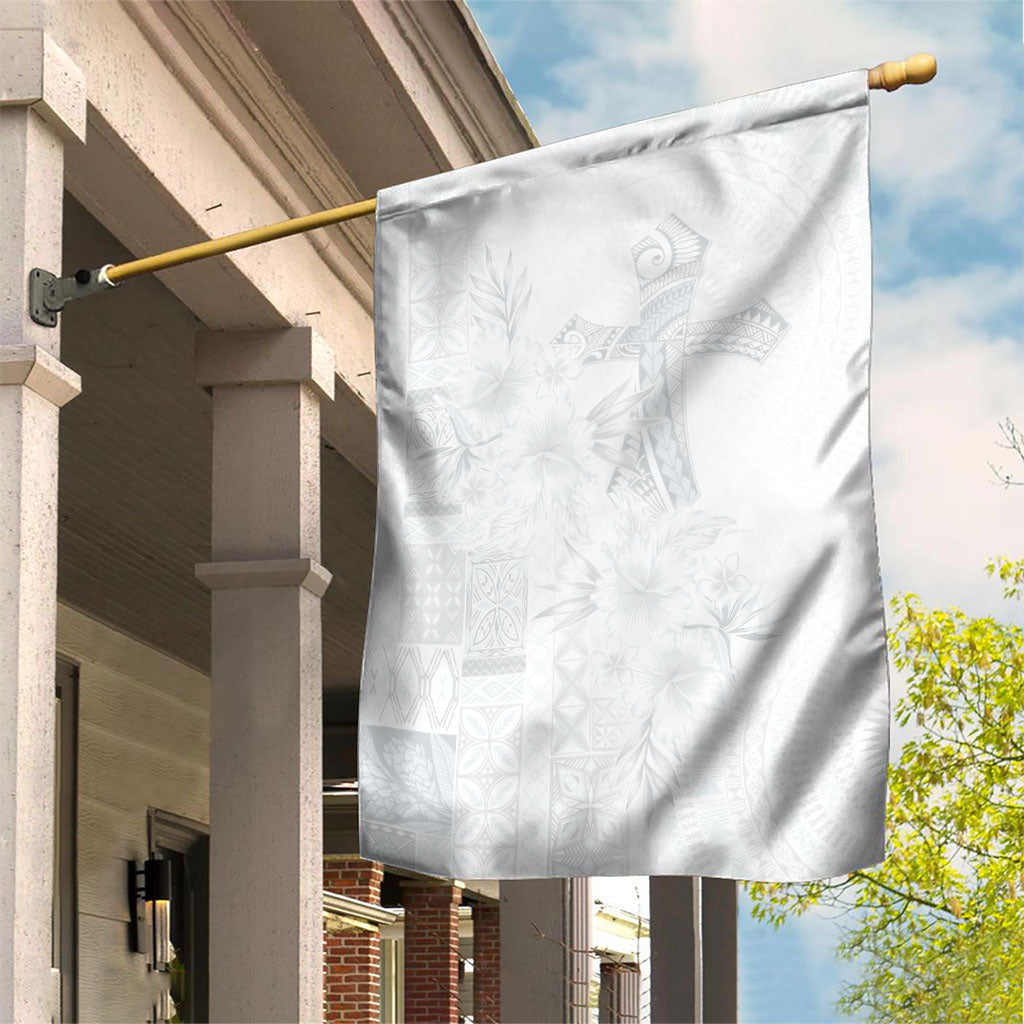 Samoa AIGA Mamanu Siapo Malu Motifs Garden Flag Lotu a Tamaiti White Ver LT7 House Flag White - Polynesian Pride