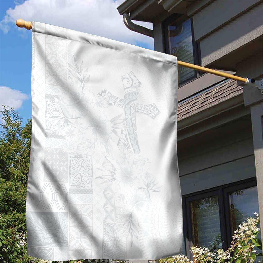 Samoa AIGA Mamanu Siapo Malu Motifs Garden Flag Lotu a Tamaiti White Ver LT7 - Polynesian Pride