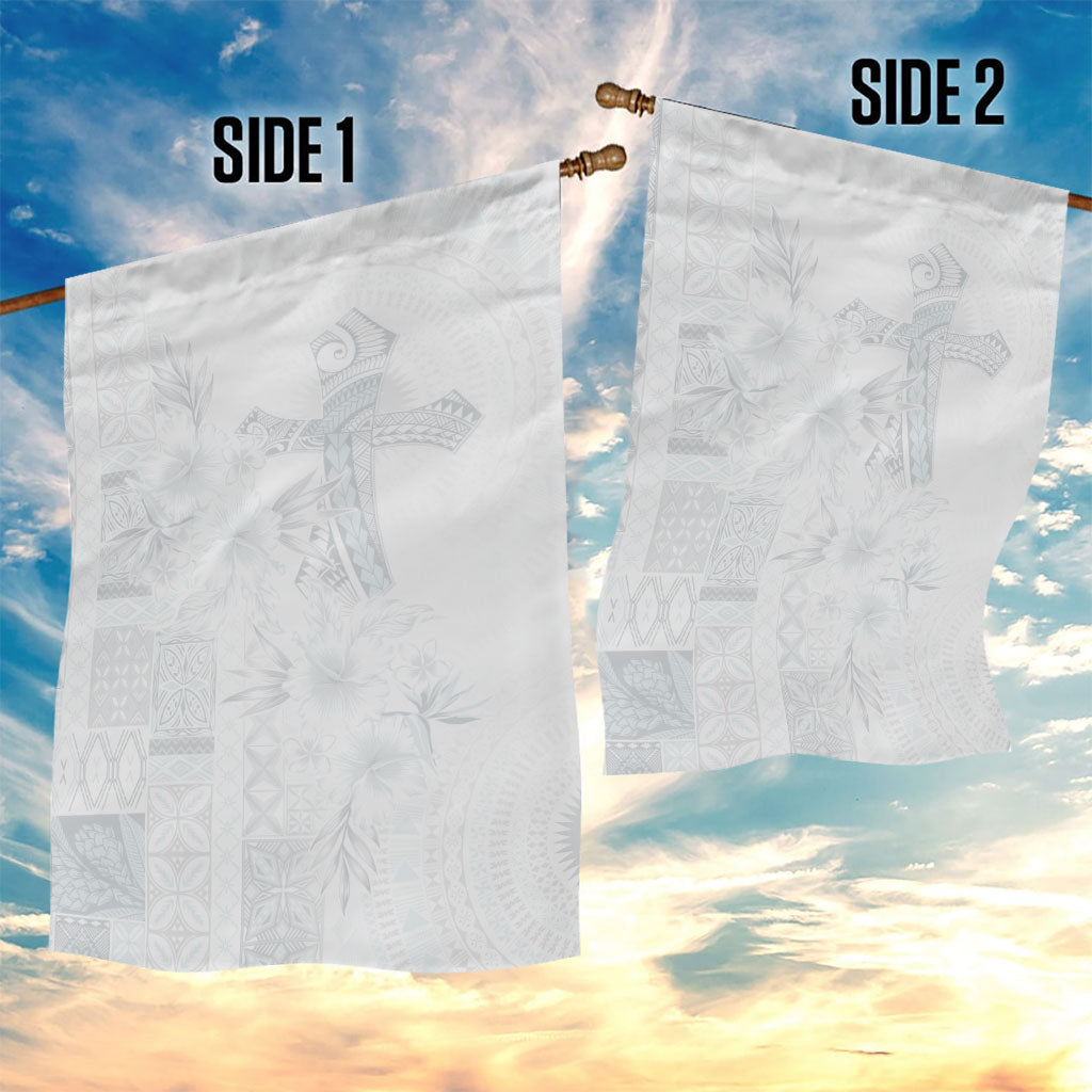 Samoa AIGA Mamanu Siapo Malu Motifs Garden Flag Lotu a Tamaiti White Ver LT7 - Polynesian Pride