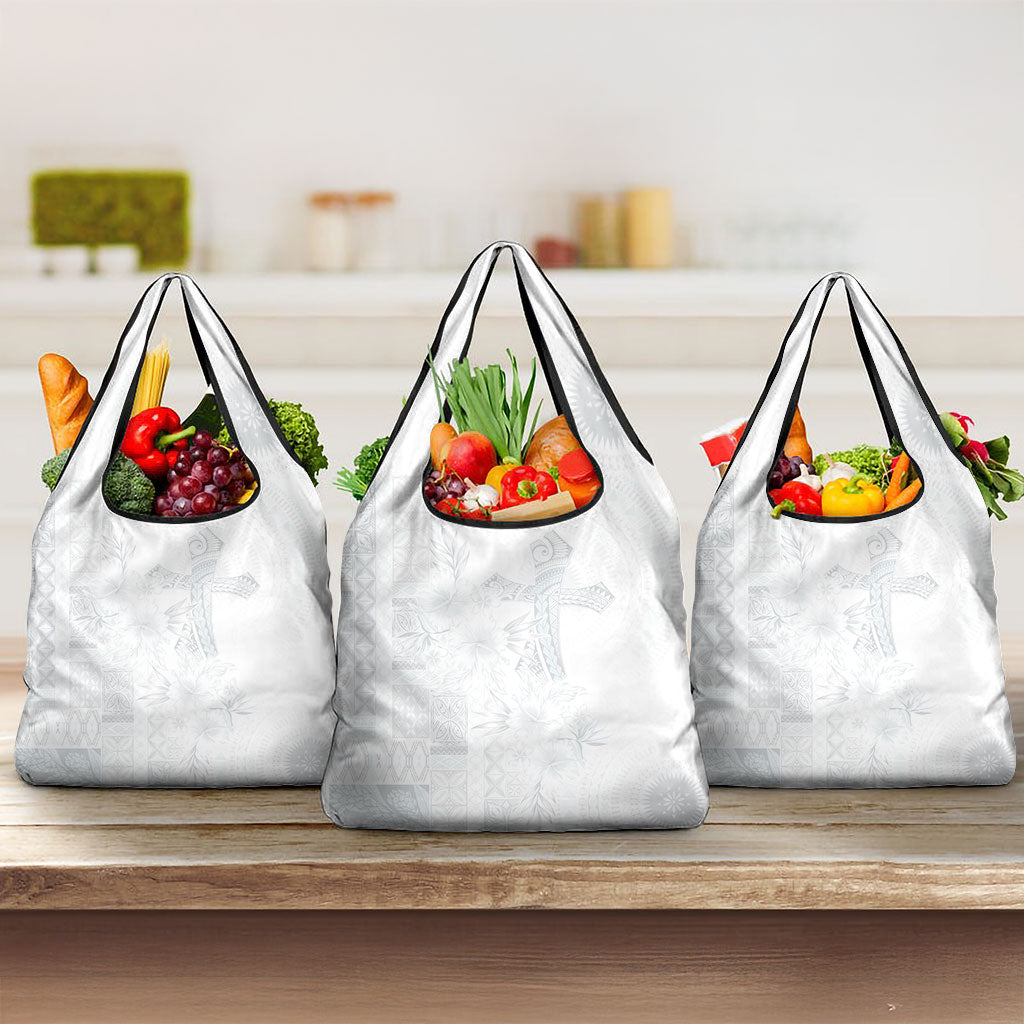 Samoa AIGA Mamanu Siapo Malu Motifs Grocery Bag Lotu a Tamaiti White Ver LT7 3-pack One Size White - Polynesian Pride