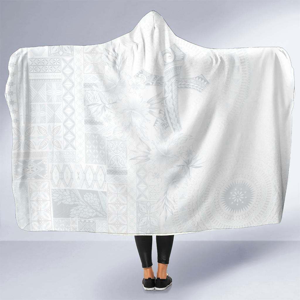 Samoa AIGA Mamanu Siapo Malu Motifs Hooded Blanket Lotu a Tamaiti White Ver