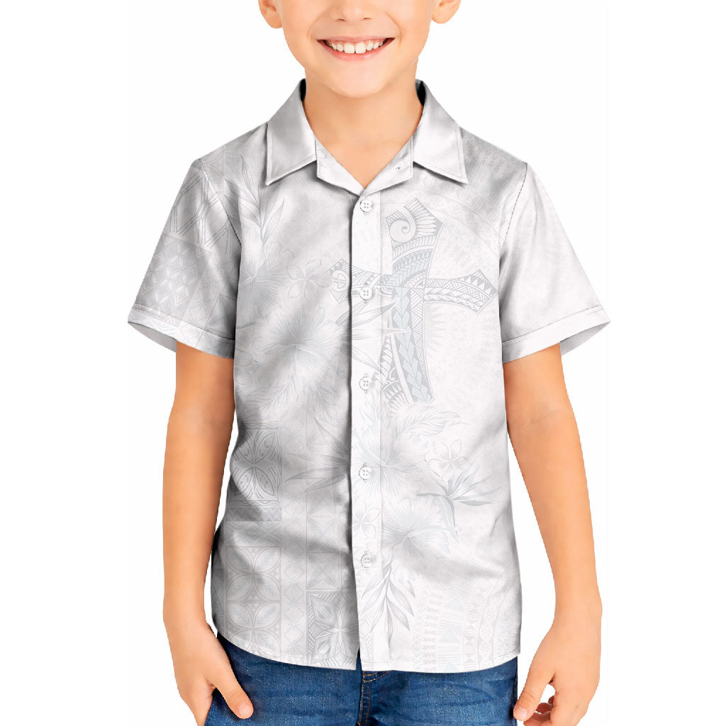 Samoa AIGA Mamanu Siapo Malu Motifs Kid Hawaiian Shirt Lotu a Tamaiti White Ver