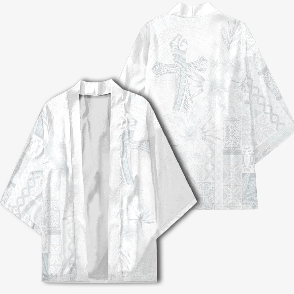 Samoa AIGA Mamanu Siapo Malu Motifs Kimono Lotu a Tamaiti White Ver