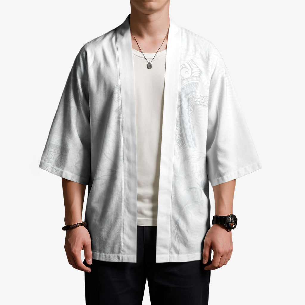 Samoa AIGA Mamanu Siapo Malu Motifs Kimono Lotu a Tamaiti White Ver