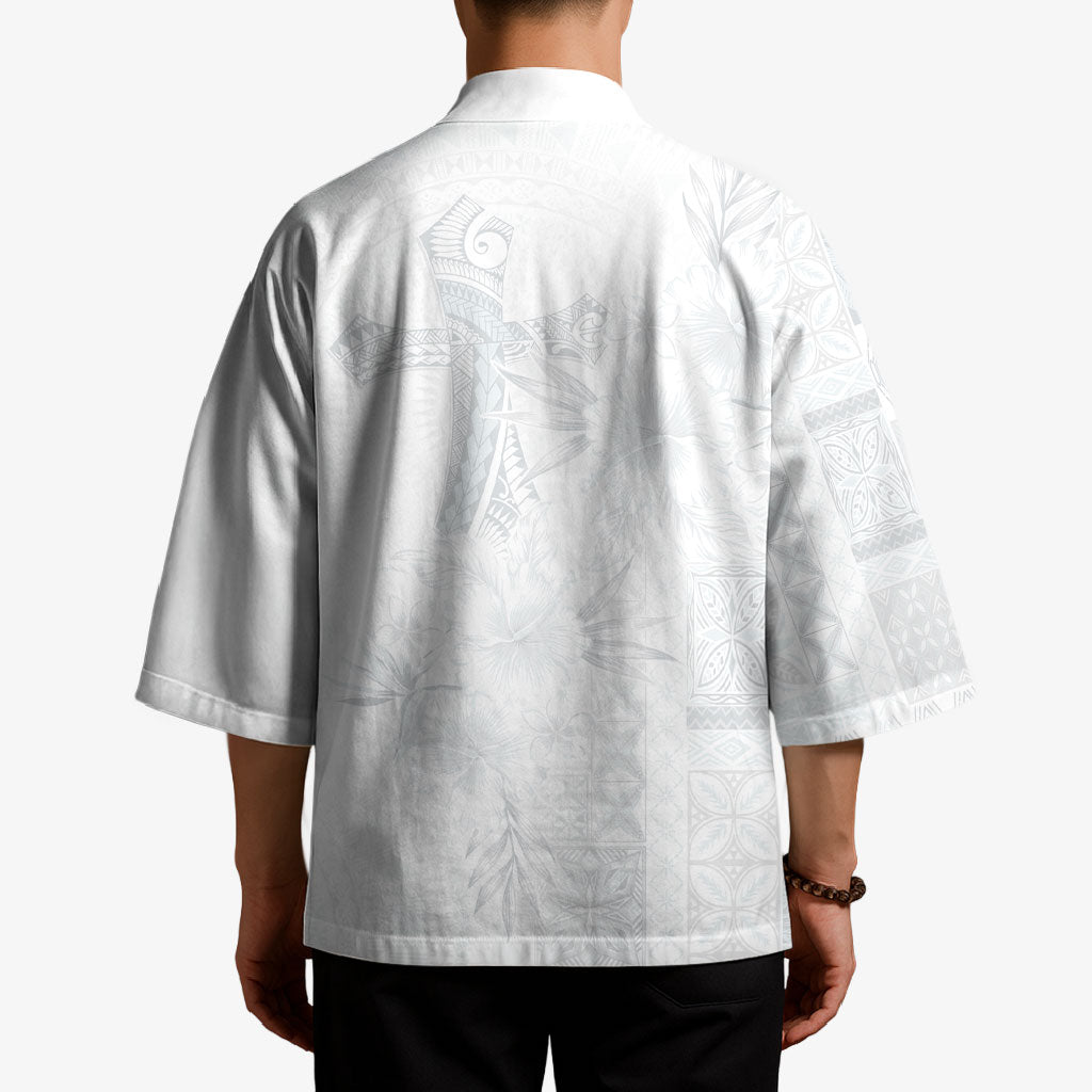 Samoa AIGA Mamanu Siapo Malu Motifs Kimono Lotu a Tamaiti White Ver