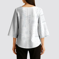 Samoa AIGA Mamanu Siapo Malu Motifs Kimono Sleeve Blouse Lotu a Tamaiti White Ver LT7 - Polynesian Pride