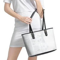 Samoa AIGA Mamanu Siapo Malu Motifs Leather Tote Bag Lotu a Tamaiti White Ver LT7 - Polynesian Pride