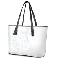 Samoa AIGA Mamanu Siapo Malu Motifs Leather Tote Bag Lotu a Tamaiti White Ver LT7 - Polynesian Pride