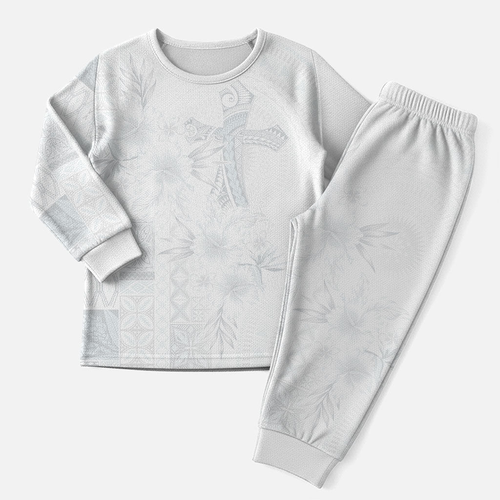 Samoa AIGA Mamanu Siapo Malu Motifs Christmas Pajama Set Lotu a Tamaiti White Ver