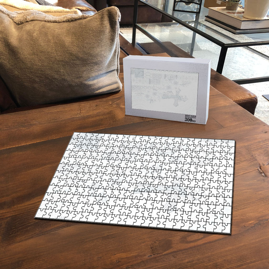 Samoa AIGA Mamanu Siapo Malu Motifs Puzzle Lotu a Tamaiti White Ver