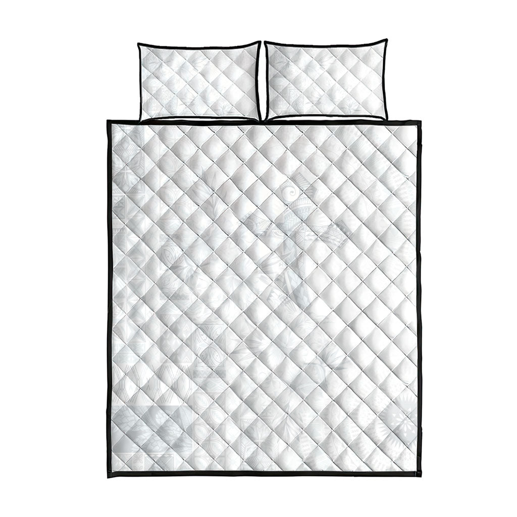 Samoa AIGA Mamanu Siapo Malu Motifs Quilt Bed Set Lotu a Tamaiti White Ver