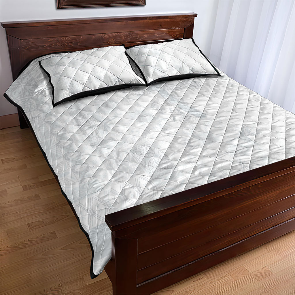 Samoa AIGA Mamanu Siapo Malu Motifs Quilt Bed Set Lotu a Tamaiti White Ver