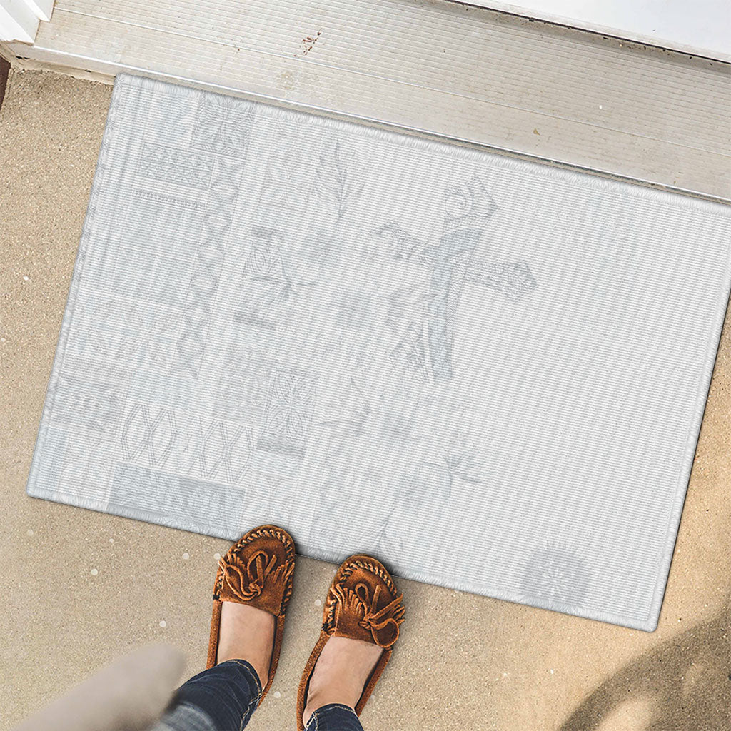 Samoa AIGA Mamanu Siapo Malu Motifs Rubber Doormat Lotu a Tamaiti White Ver