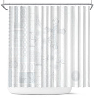 Samoa AIGA Mamanu Siapo Malu Motifs Shower Curtain Lotu a Tamaiti White Ver