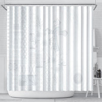 Samoa AIGA Mamanu Siapo Malu Motifs Shower Curtain Lotu a Tamaiti White Ver