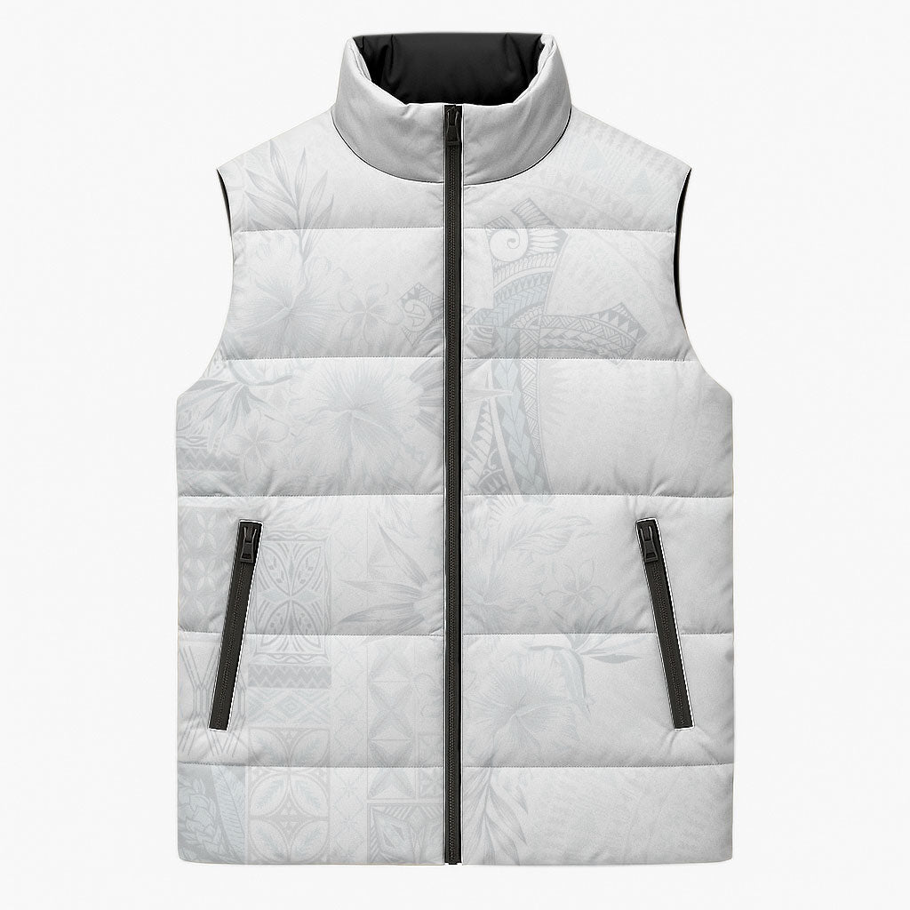 Samoa AIGA Mamanu Siapo Malu Motifs Sleeveless Puffer Jacket Lotu a Tamaiti White Ver