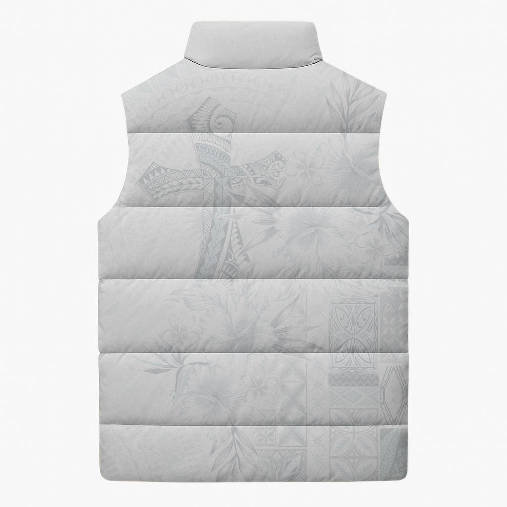 Samoa AIGA Mamanu Siapo Malu Motifs Sleeveless Puffer Jacket Lotu a Tamaiti White Ver