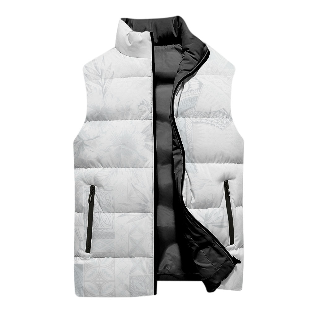 Samoa AIGA Mamanu Siapo Malu Motifs Sleeveless Puffer Jacket Lotu a Tamaiti White Ver